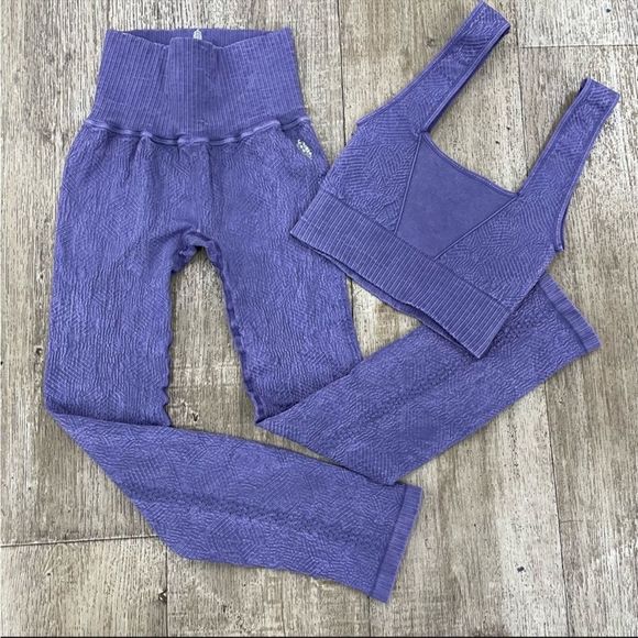 NWOT Free People Good Karma Tile Textured Set in OuterSpace MSRP $138 M/L - Picture 6 of 12